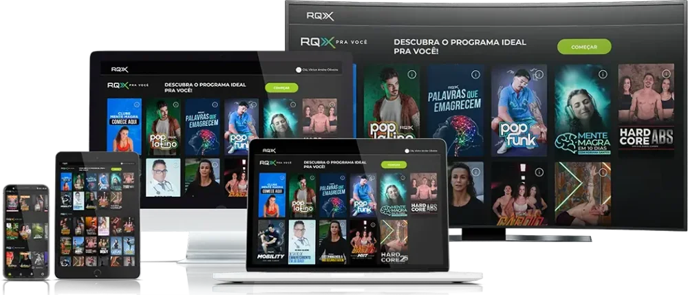 Plataforma RQX no celular, tablet, computador, notebook e TV